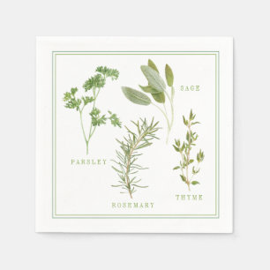 4 FRESH HERBS Standard Cocktail Paper Napkins Serviette