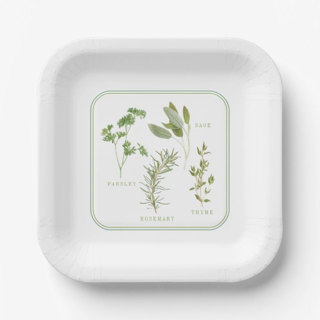 4 FRISCHE HERBS 7" Square Paper Teller (Vorderseite)