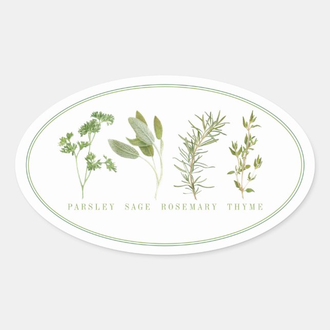 4 FRISCHE HERBS Ovale Aufkleber (Vorderseite)