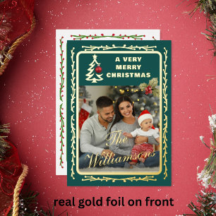 4 Frohe Weihnachten Goldfolie Familienfoto Folien Feiertagskarte