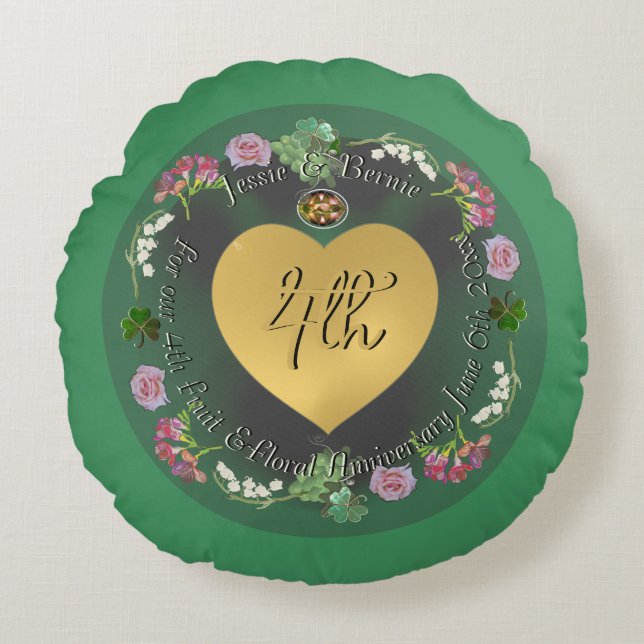 4. Frucht & Blütenjubiläum + FotoRound Pillow Rundes Kissen (Vorderseite)