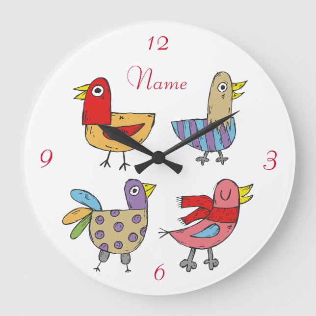 4 Funny Birds Thunder_Cove Große Wanduhr (Vorderseite)