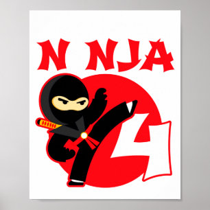 4. Geburtstag 4 Jahre alte Kinderparty Kleiner Nin Poster
