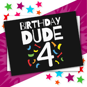 4. Geburtstag 4 Jahre alter Junge Party Geburtstag Postkarte