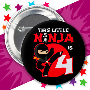 4. Geburtstag 4 Jahre Altes Kind Party Little Ninj Button