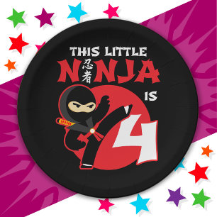 4. Geburtstag 4 Jahre Altes Kind Party Little Ninj Pappteller