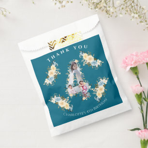 4. Geburtstag Aquamarine Blume Foto Collage Blue Y Geschenktütchen