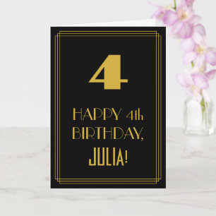4. Geburtstag – Art Deco inspiriertes Aussehen "4" Karte
