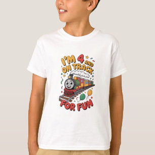 4. Geburtstag Auf Schiene Zug Kinder T-Shirt Choo