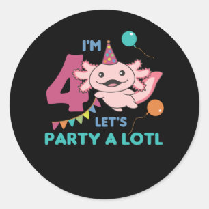 4. Geburtstag Axolotl Vier Jahre alt Sweet Axolotl Runder Aufkleber