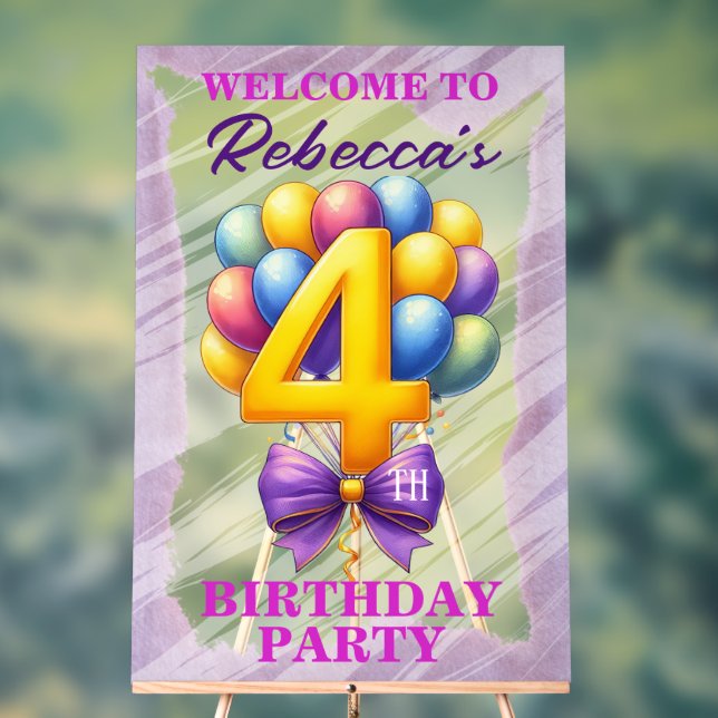 4. Geburtstag Ballon Thema Acrylschild (Neutral)