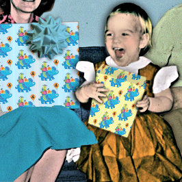 4. Geburtstag Blue Elephant Balloons präsentiert K Geschenkpapier Set