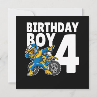 4. Geburtstag Dabbing Motocross Bike 4 Jahre alt Einladung