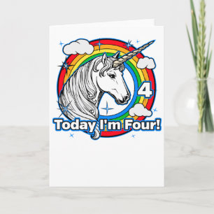 4. Geburtstag des Kindes Einhorn Regenbogen Heute Karte