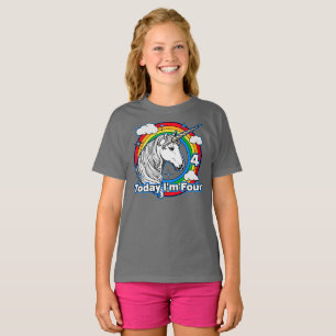 4. Geburtstag des Kindes Einhorn Regenbogen Heute T-Shirt