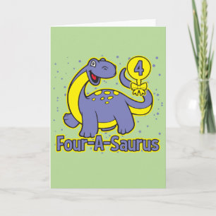 4. Geburtstag des Kindes - Vier-A-Saurus Brontosau Karte