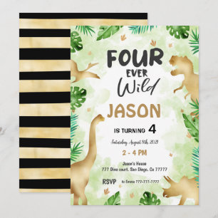 4. Geburtstag, Dinosaur Geburtstag Einladung