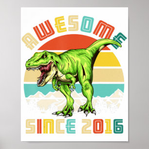 4. Geburtstag Dinosaurier 4 Jahre Junge Phantastis Poster