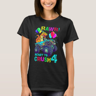 4. Geburtstag Dinosaurier Monster Truck Rawi Vier  T-Shirt