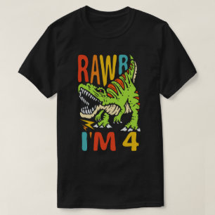 4. Geburtstag Dinosaurier T Rex Rawr Ich bin 4 für T-Shirt