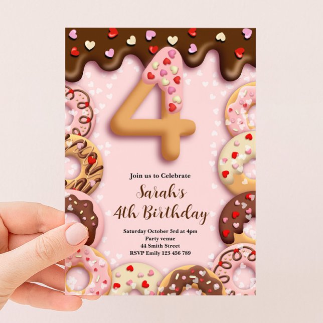 4. Geburtstag Donut Mädchen Einladung (Von Creator hochgeladen)