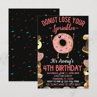4. Geburtstag Donut verlieren Ihre Sprinklermädche Einladung