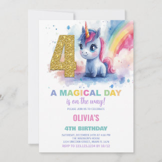 4. Geburtstag Einhorn Geburtstag Einladungen