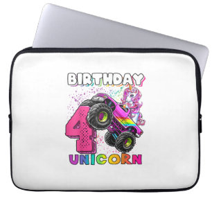 4. Geburtstag Einhorn Monster Truck Geburtstagsfei Laptopschutzhülle
