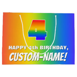 4. Geburtstag: Farbenfroh, Fun Rainbow Pattern # 4 Große Geschenktüte