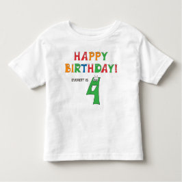 4. Geburtstag Farbenfrohe Alphabete mit Vorname Kleinkind T-shirt