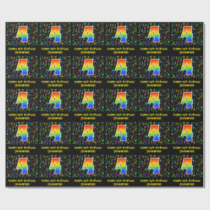 4. Geburtstag: Farbige Musiksymbole, Regenbogen 4 Geschenkpapier