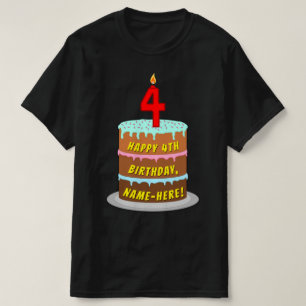 4. Geburtstag — Fun Cake & Candle, w/Individuelle  T-Shirt