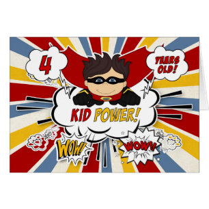 4. Geburtstag für Boys Super Kid Red Comic Book