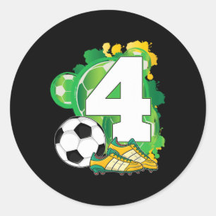 4. Geburtstag Fußball Thema Party 4 Jahre alt Jung Runder Aufkleber