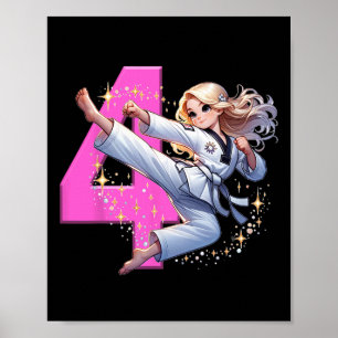 4. Geburtstag Girl Martial Arts Party Taekwondo Ka Poster