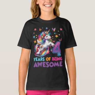 4. Geburtstag Girl Unicorn Rainbow Party Geburtsta T-Shirt