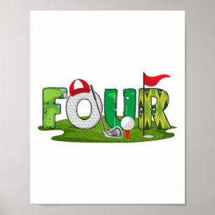4. Geburtstag Golf Thema 4 Jahre Alte Kinder Sport Poster