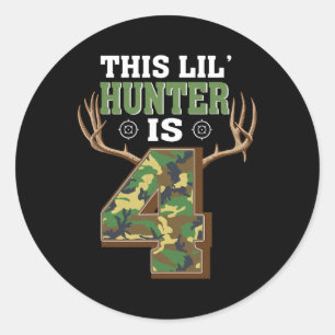 4. Geburtstag Jagd Hirsch 4 Jahre Jäger 1 Runder Aufkleber