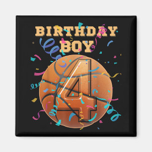 4. Geburtstag Junge 4 4 Jahre alter Basketballspie Magnet