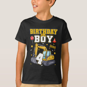 4. Geburtstag Junge 4 Jahre alt Bagger Drei Dekor T-Shirt