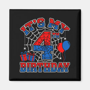4. Geburtstag Junge 4 Jahre alte Spinnennetz-Gebur Magnet