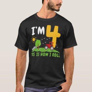 4. Geburtstag Junge 4 Jahre alter Hof LKW Traktor  T-Shirt
