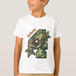 4. Geburtstag Junge Camouflage und Sterne Individu T-Shirt