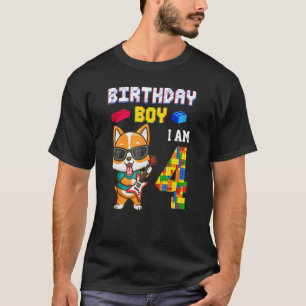 4. Geburtstag Junge Corgi Hund 4 Jahre alt Blockba T-Shirt