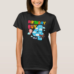 4. Geburtstag Junge Flugzeug Pilot 4 Jahre alt Hel T-Shirt