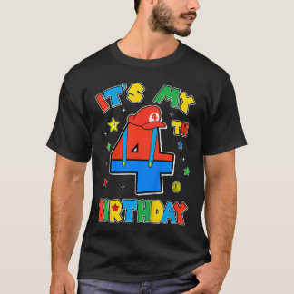 4. Geburtstag Junge Super Gamer Gaming-Thema Bday- T-Shirt