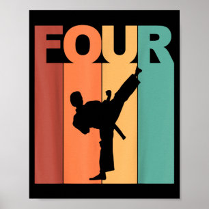 4. Geburtstag Karate Taekwondo Thema 4 Jahre alt Poster