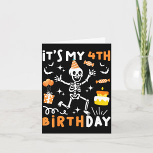 4. Geburtstag Kinder lustiges Skelett 4. Geburtsta Karte