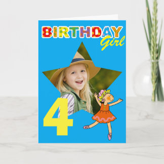 4. Geburtstag Mädchen Ballerina Foto Design Karte