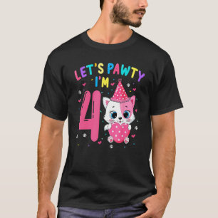 4. Geburtstag Mädchen Katze Kätzchen Lass uns feie T-Shirt